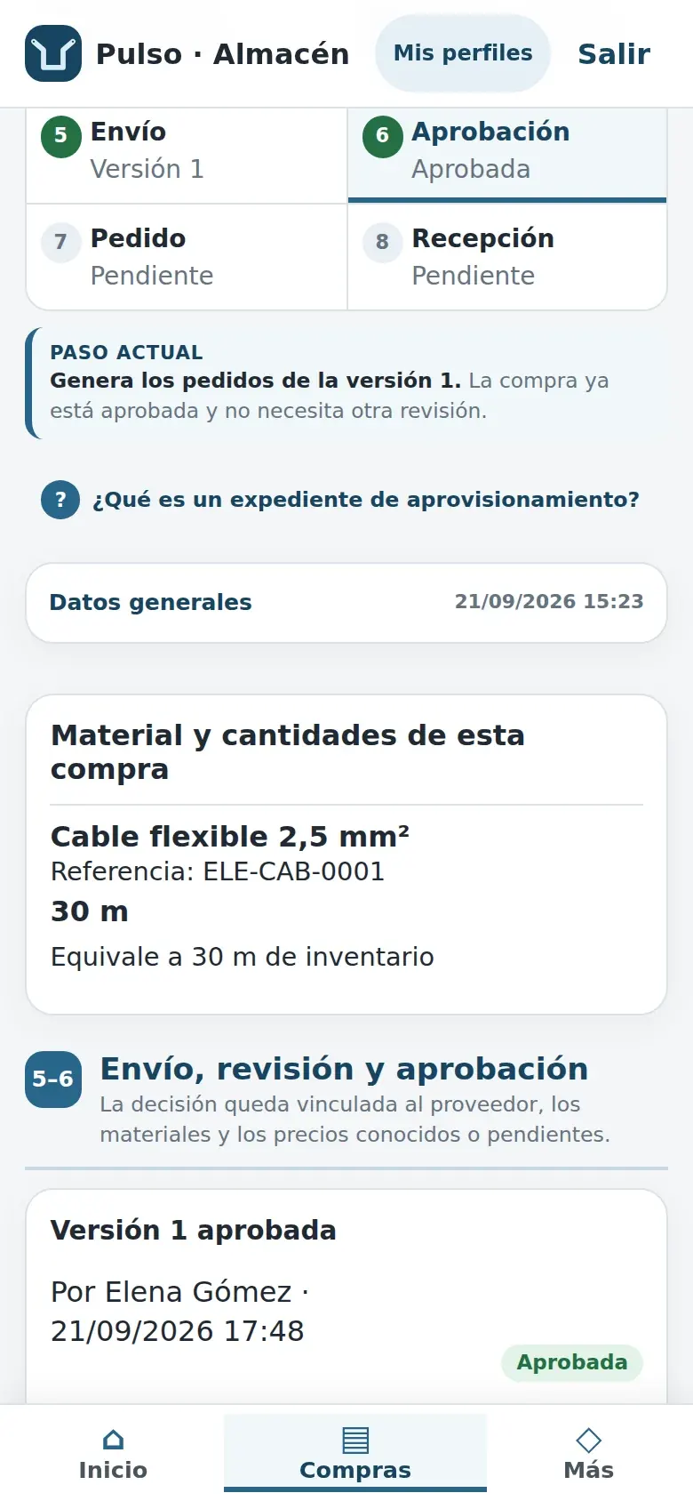 Compra aprobada: la versión sellada y quién la aprobó