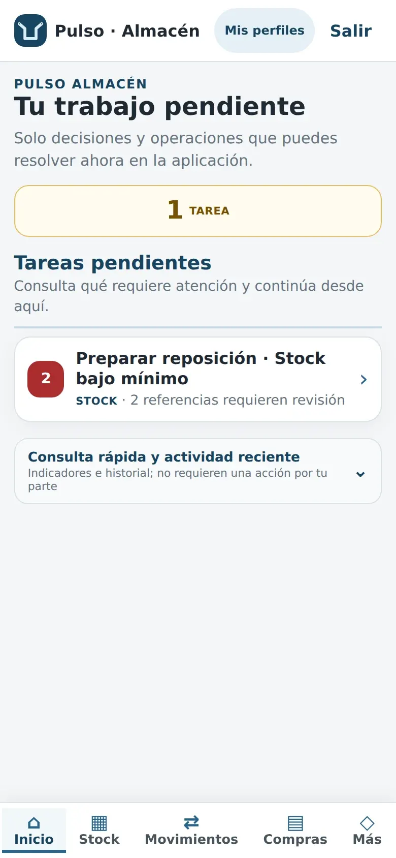 La portada del operario en el móvil