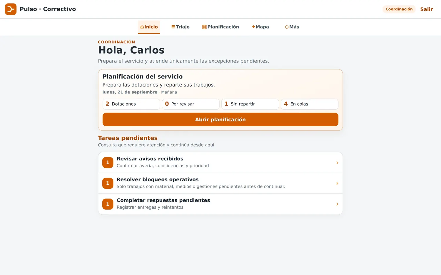 Portada de Coordinación: la planificación del servicio y las tareas pendientes