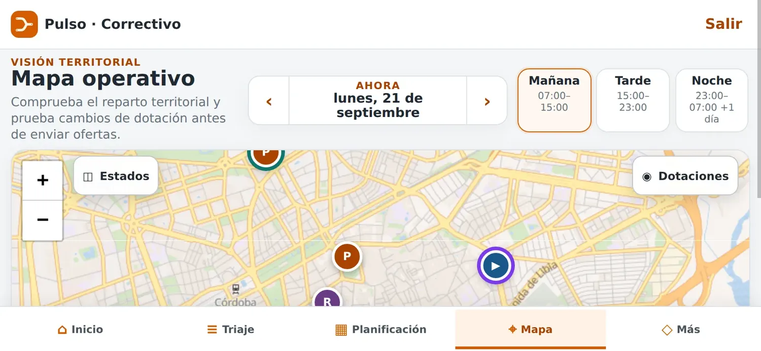 Mapa de Correctivo en horizontal