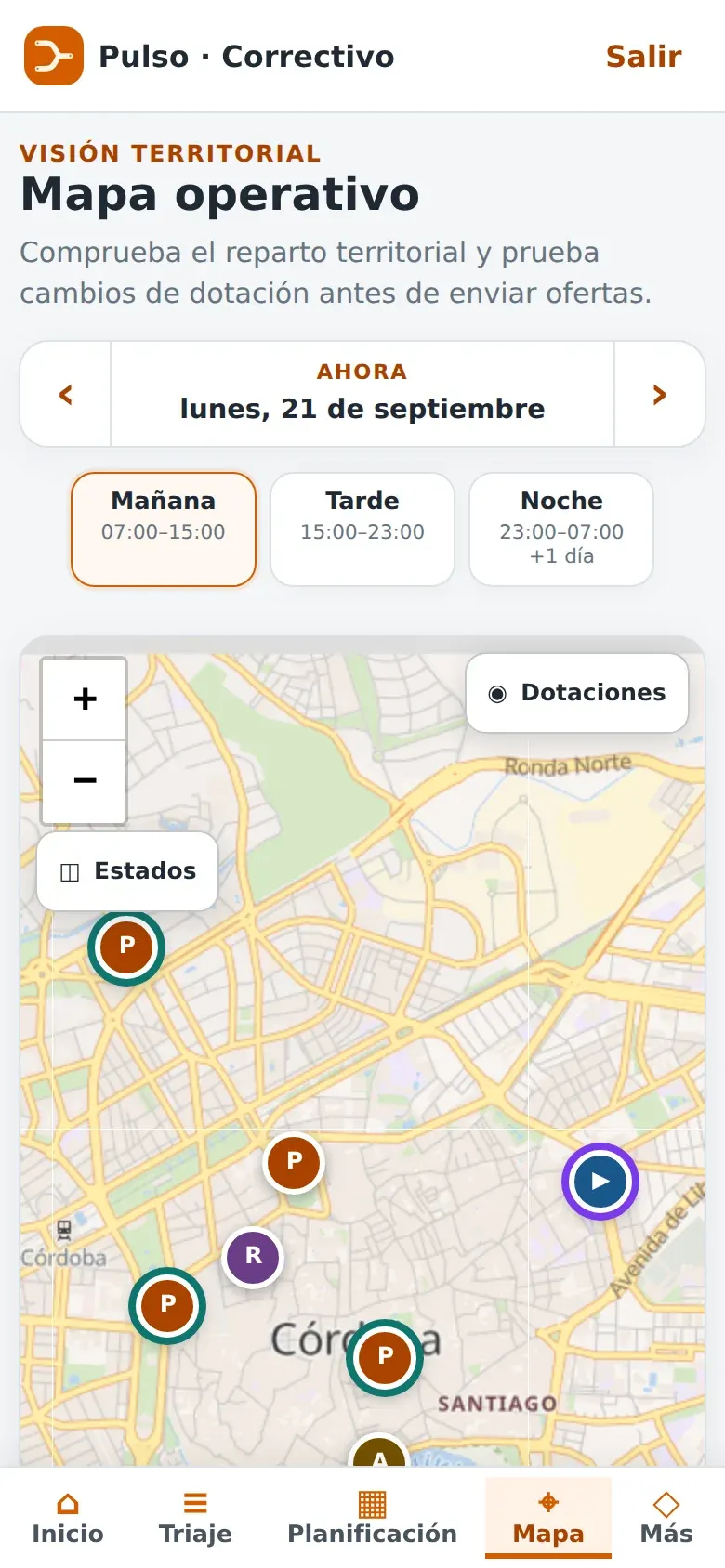 Mapa de Correctivo en vertical