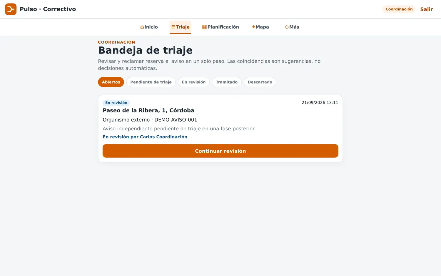 Bandeja de triaje