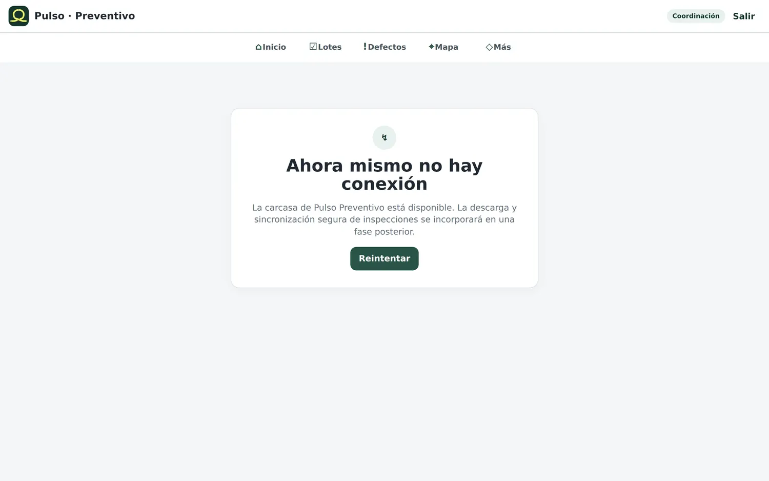 Sin conexión: la descarga de inspecciones llegará más adelante
